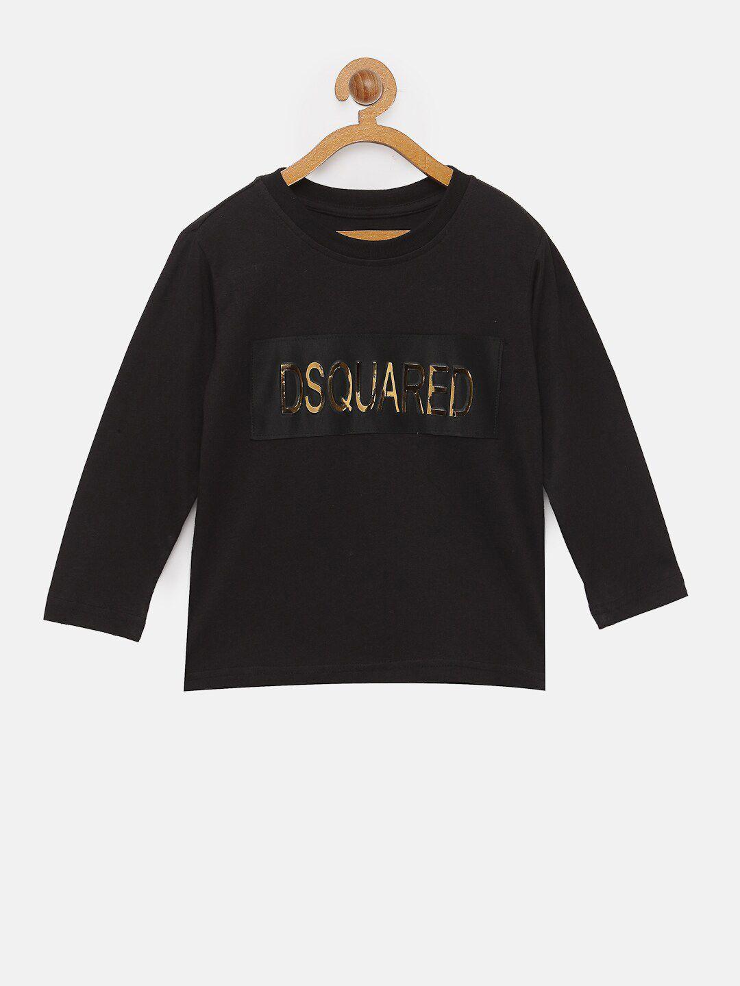 nynsh- pluss kids boys black typography printed applique t-shirt