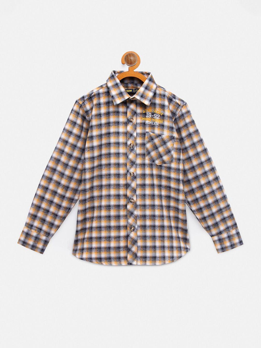 nynsh- pluss kids boys yellow checked casual shirt