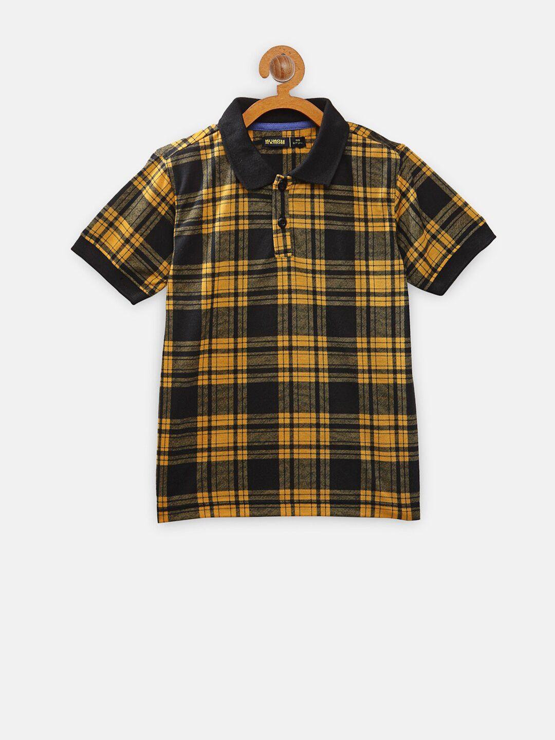 nynsh boys black checked pockets t-shirt