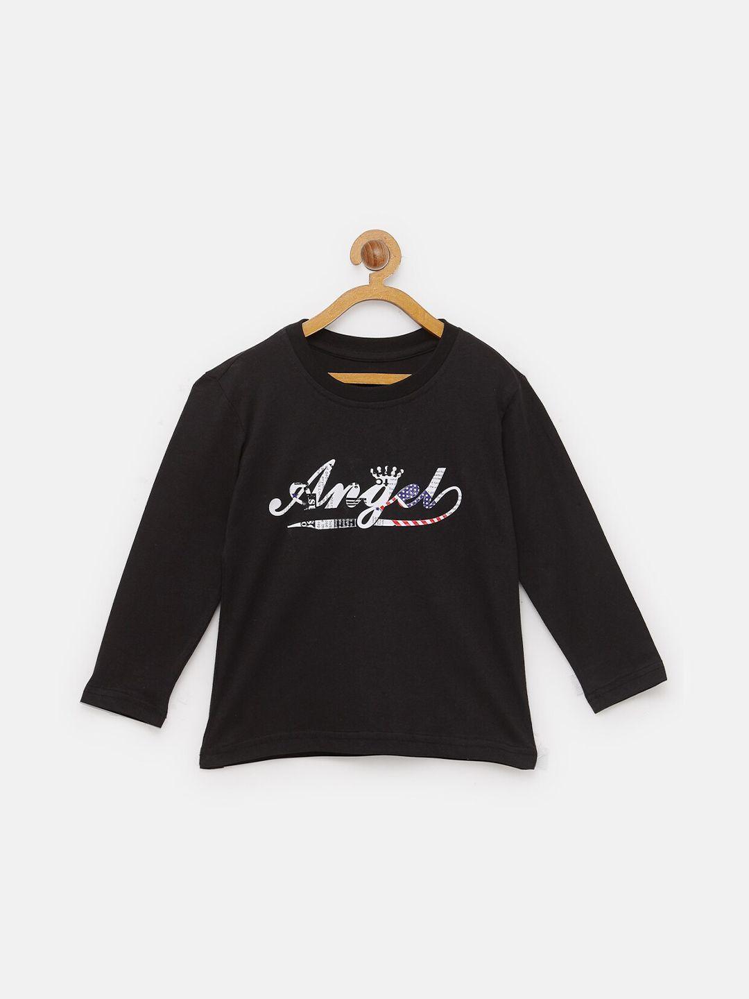 nynsh boys black typography applique t-shirt