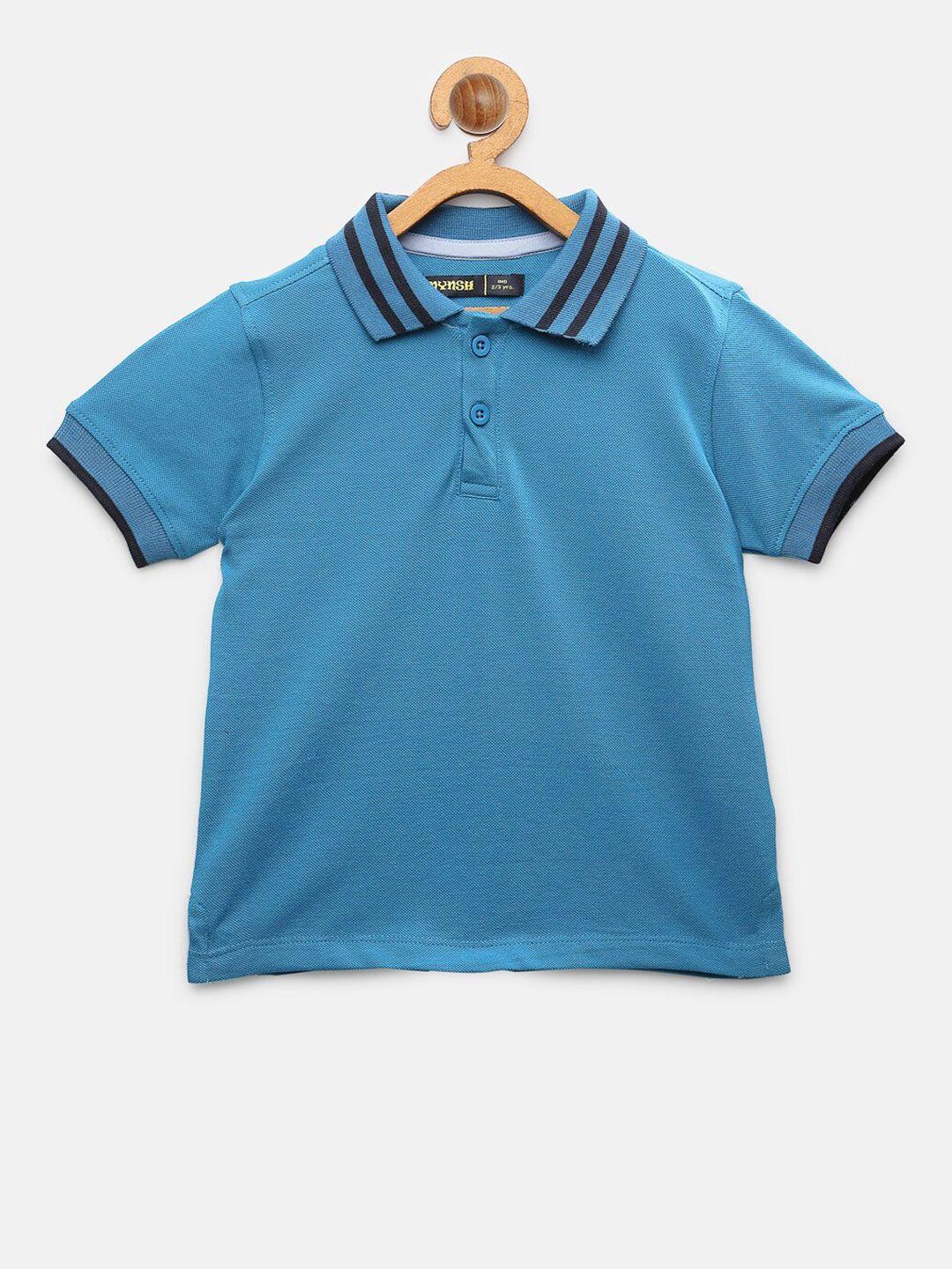 nynsh boys turquoise blue polo collar pure cotton t-shirt