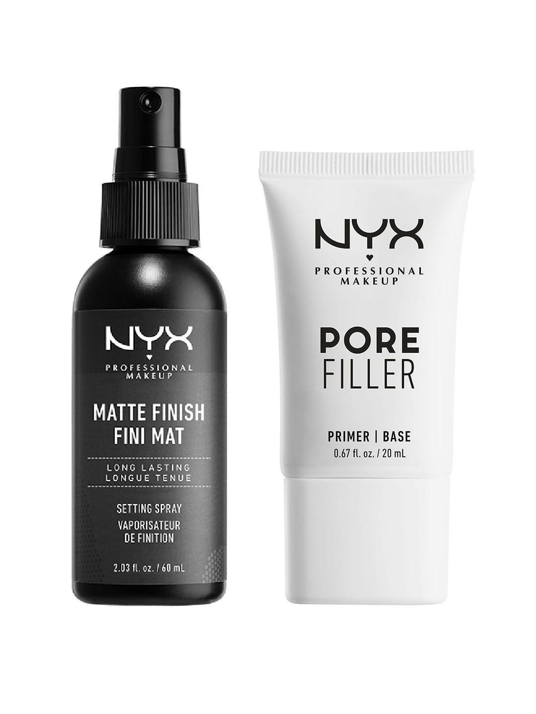 nyx professional makeup matte finish setting spray 60ml & pore filler blurring primer 20ml