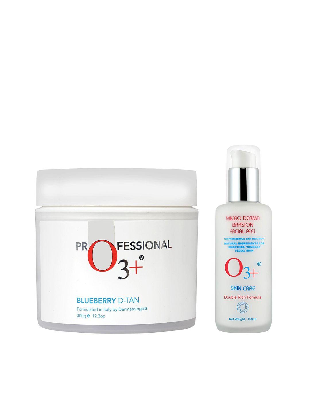 o3+ set of blueberry d-tan & micro derma brasion facial peel with double rich formula