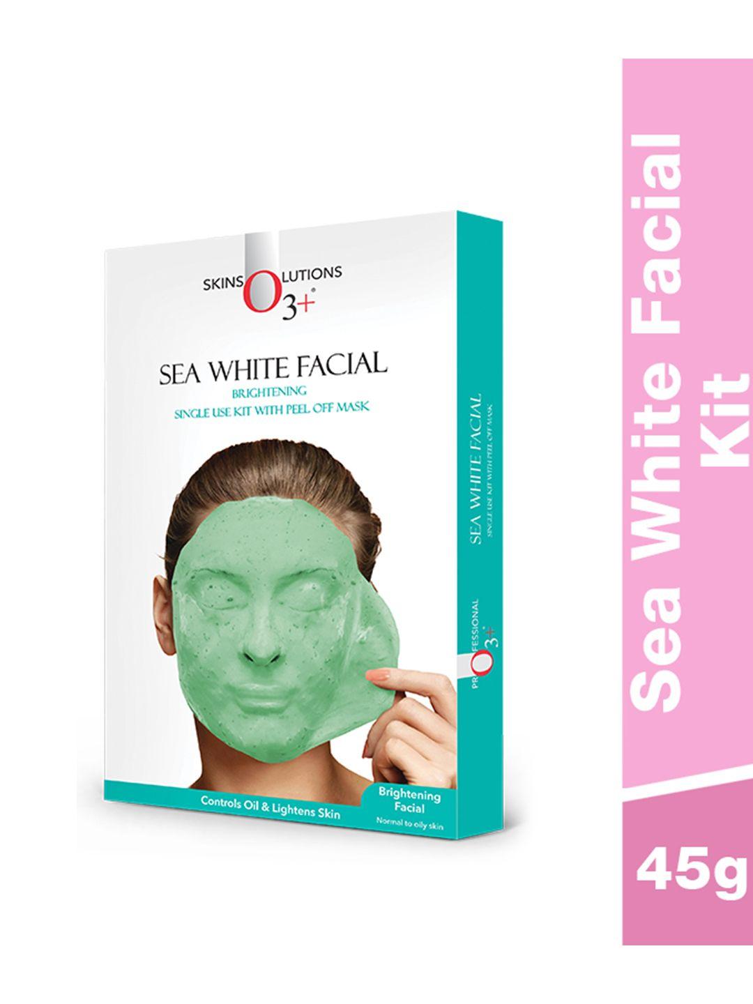 o3 sea white facial kit with peel off-mask - controls oil & lightens skin - single use