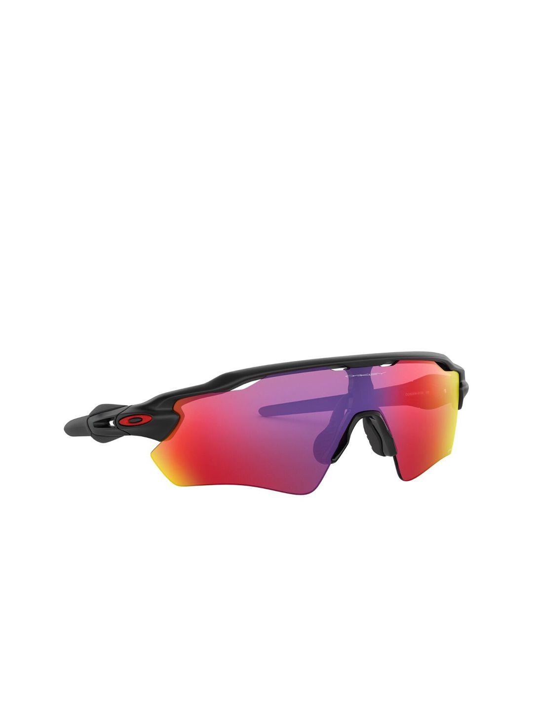 oakley-men-red-half-rim-uv-protected-lens-oversized-sunglasses