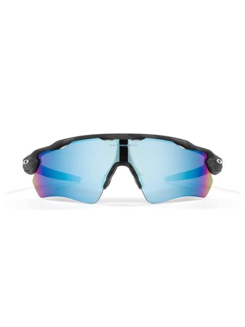 oakley 0oo9208 blue prizm radar ev path wraparound sunglasses - 38 mm