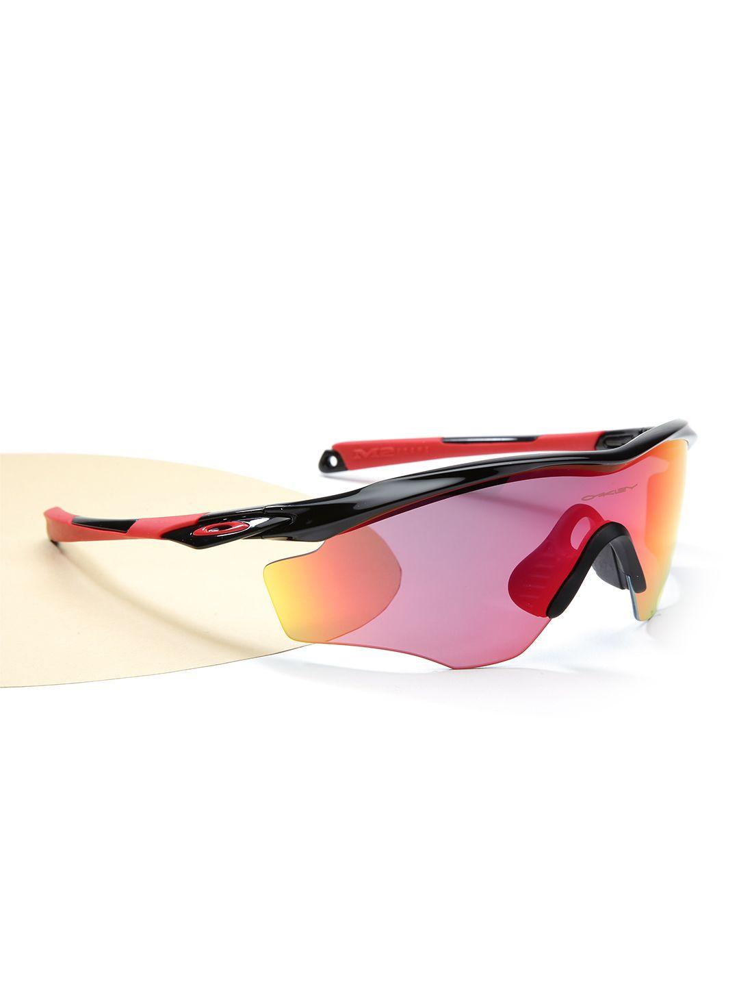 oakley men half-rim mirrored sports sunglasses 0oo9343