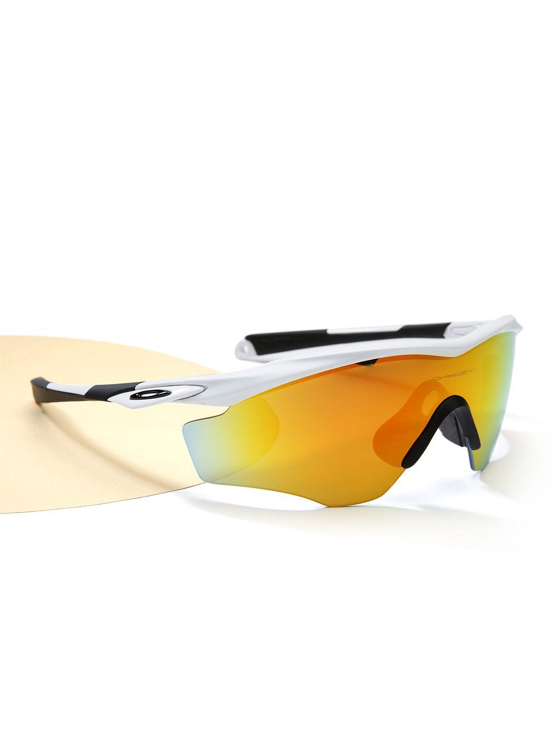 oakley men half-rim mirrored sports sunglasses 0oo9343