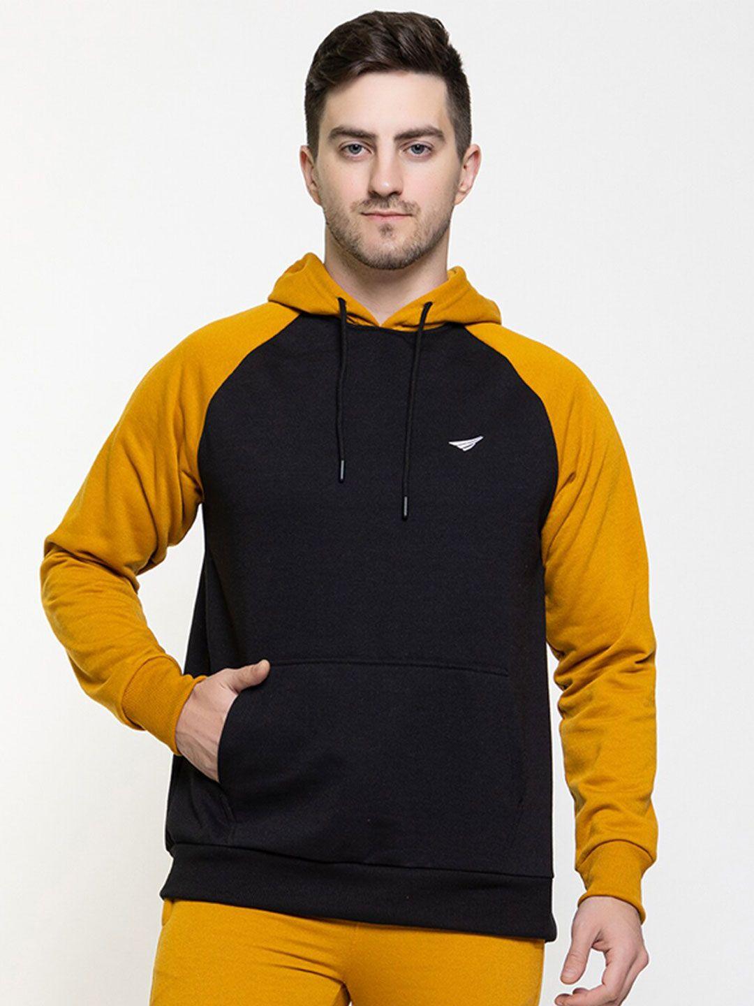 oakmans men colourblocked hooded fleece sweatshirt