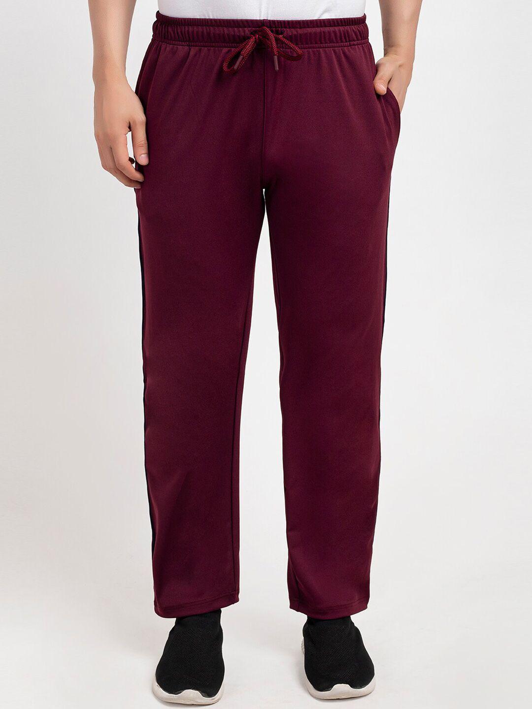 oakmans men maroon & white striped cotton track pant