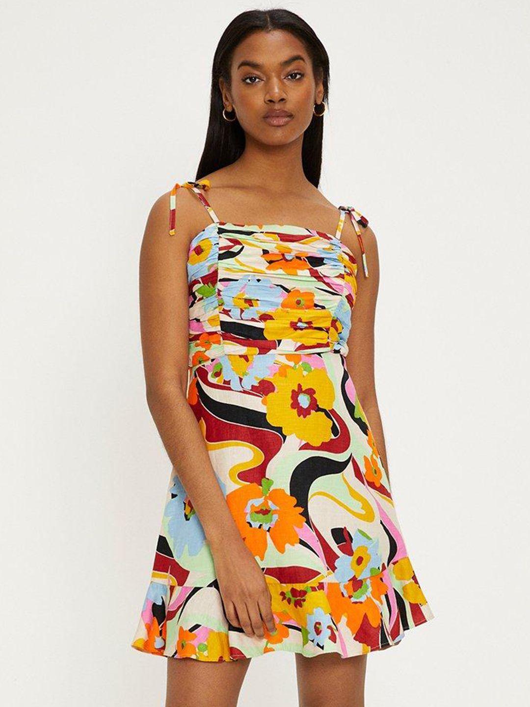 oasis abstract print a-line mini dress