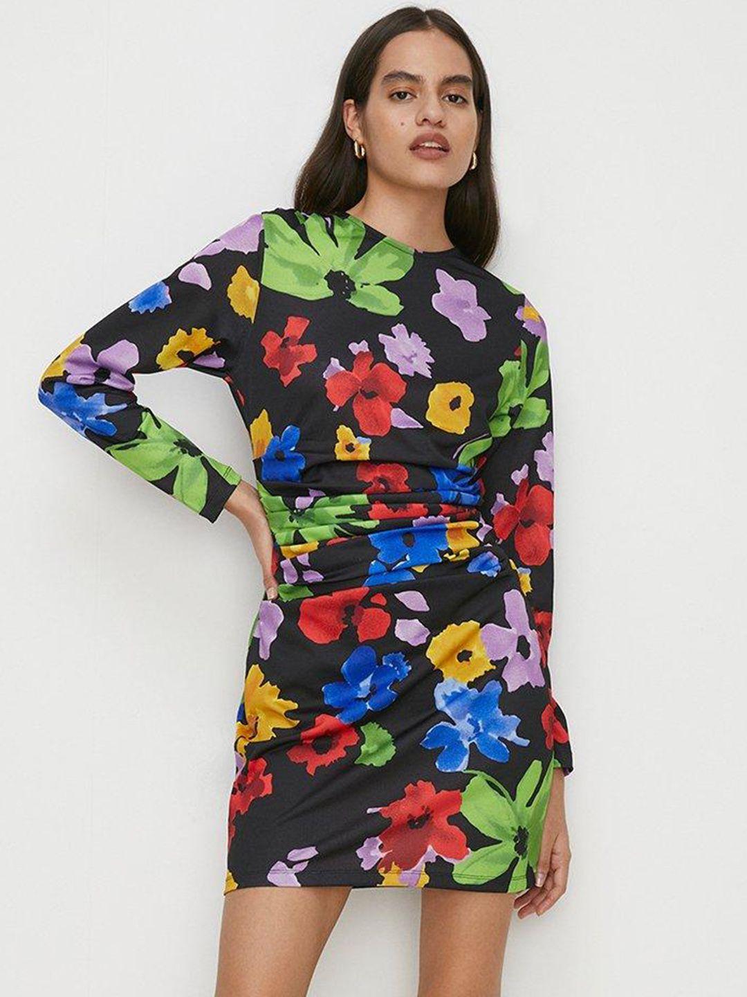 oasis floral draped crepe bodycon mini dress