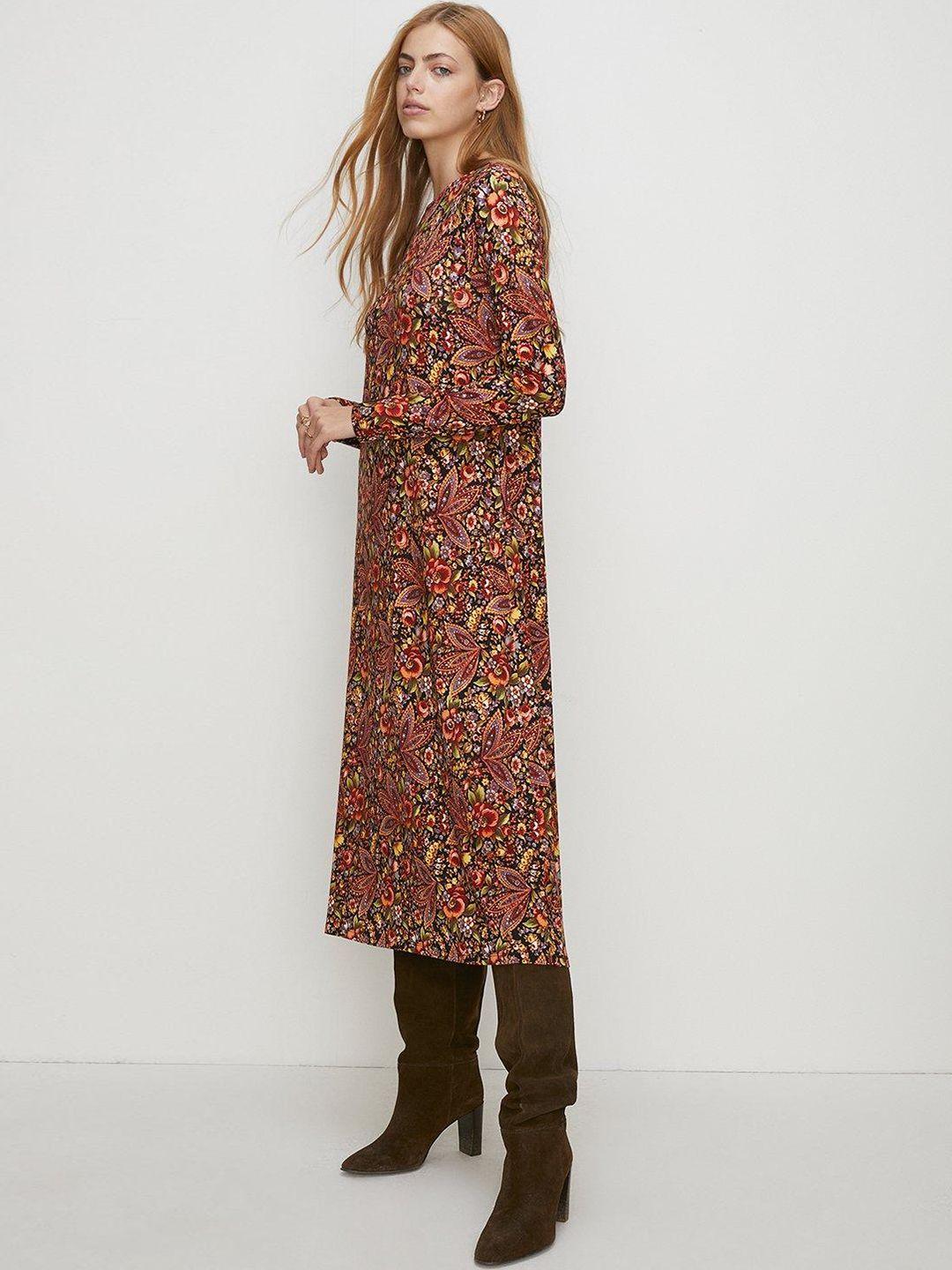 oasis floral print a-line midi dress