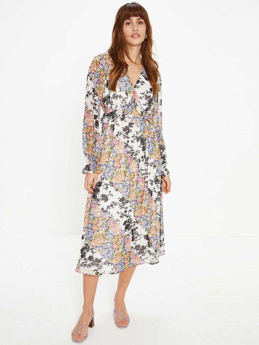 oasis floral print ruffled empire midi dress