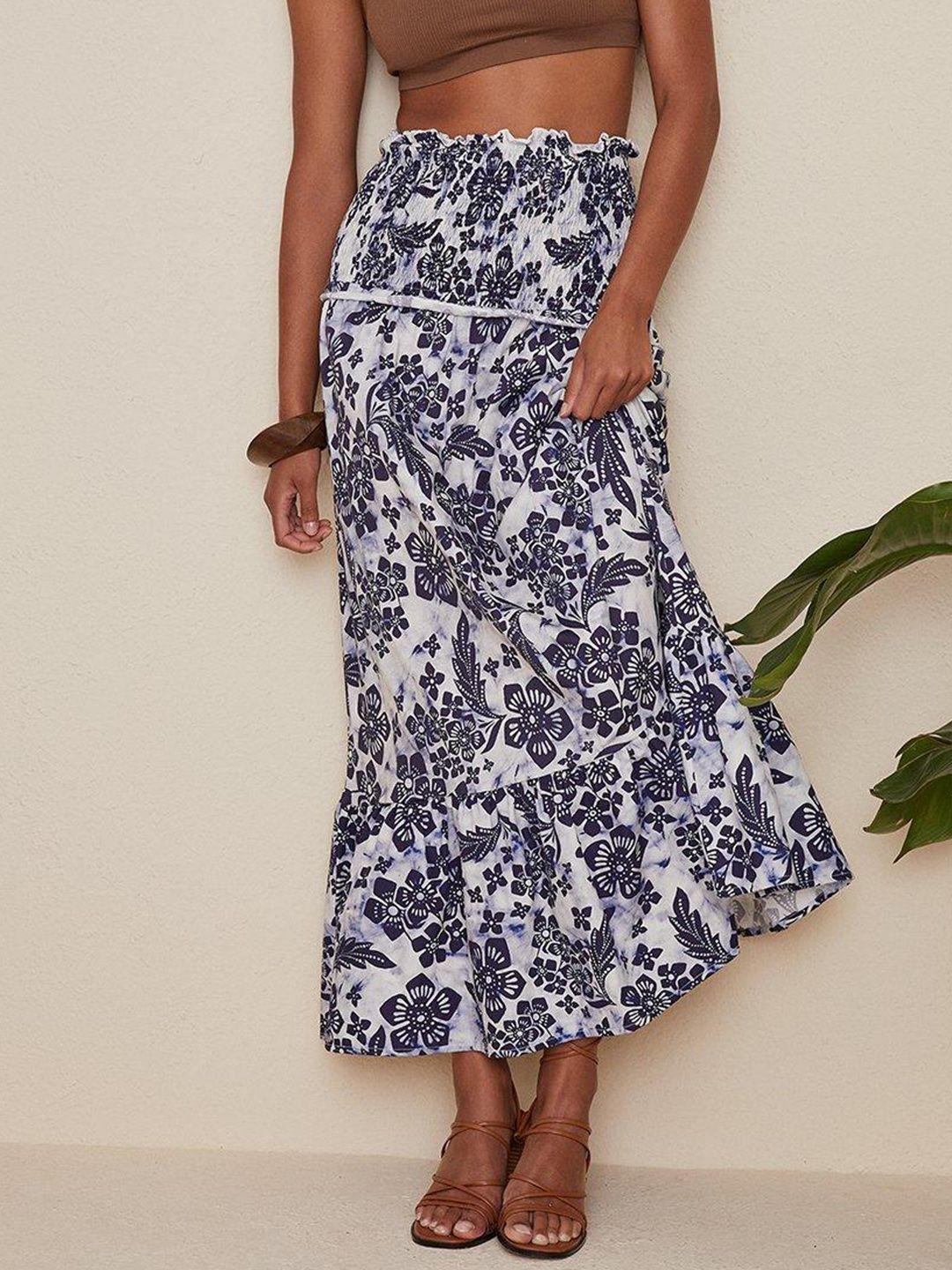 oasis floral print tiered detail a-line maxi skirt