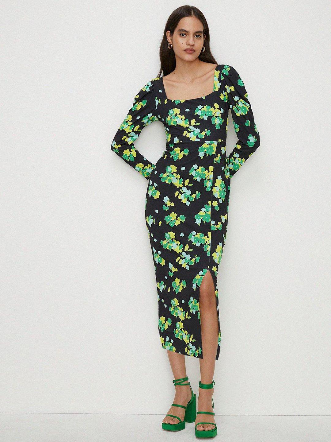 oasis floral printed bodycon midi dress