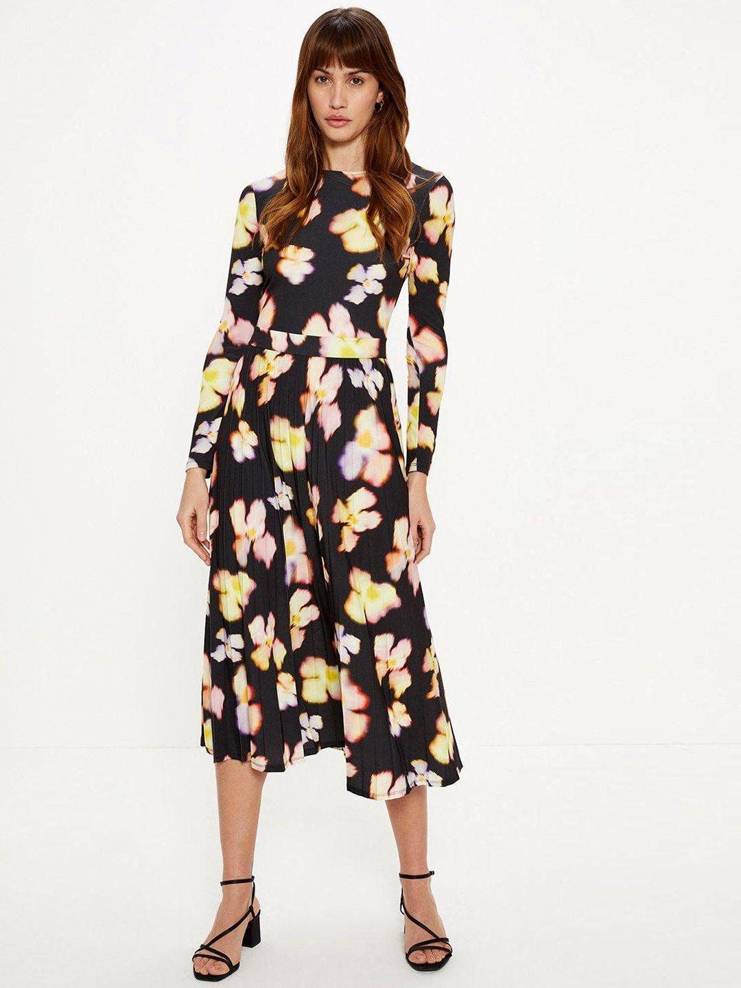 oasis pleated floral print jersey midi dress