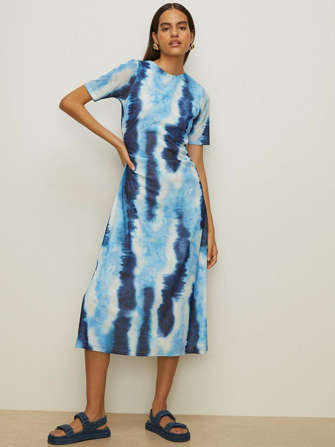 oasis tie and dye print a-line midi dress