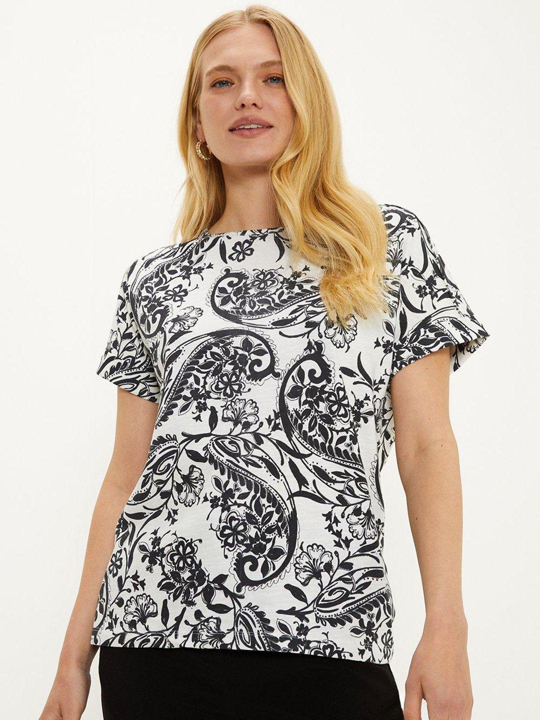 oasis women paisley printed pure cotton t-shirt