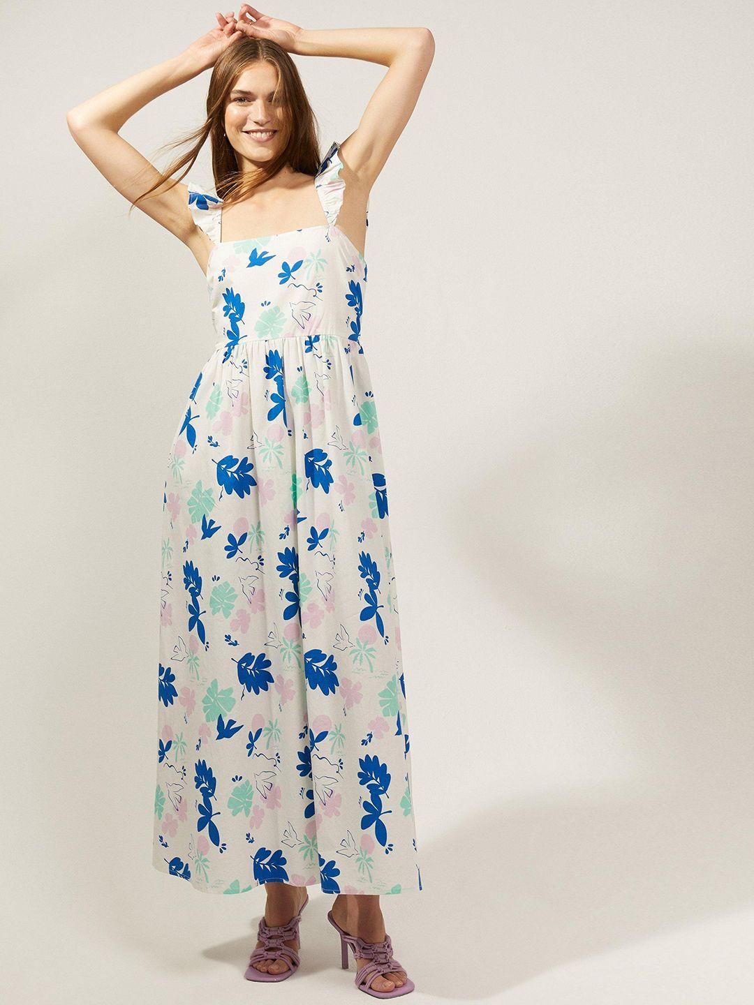 oasis x charlie taylor cotton palm & floral print a-line maxi dress