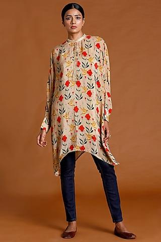 oatmeal embellished asymmetrical tunic