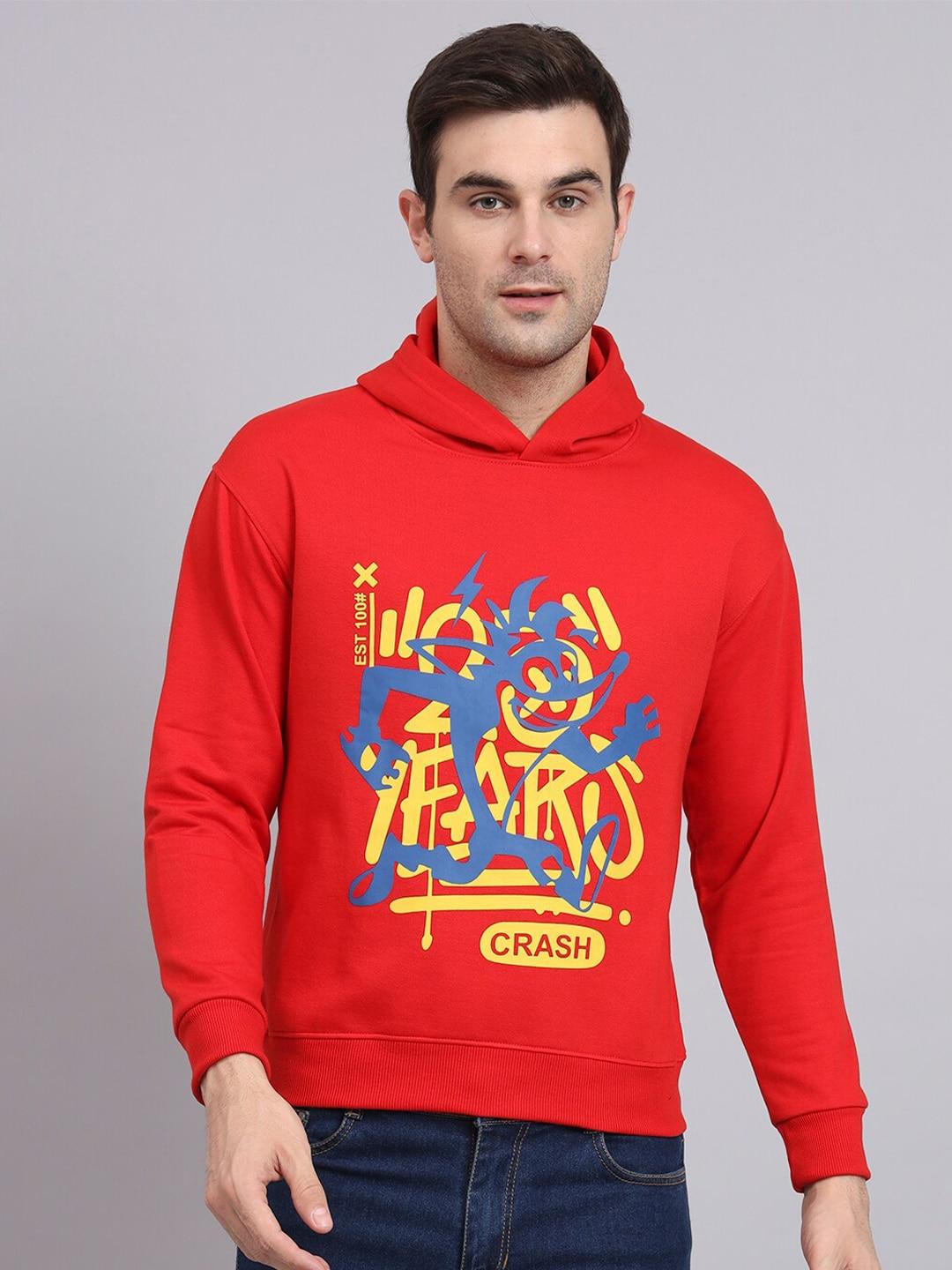 obaan graphic printed hooded cotton pullover sweatshirt