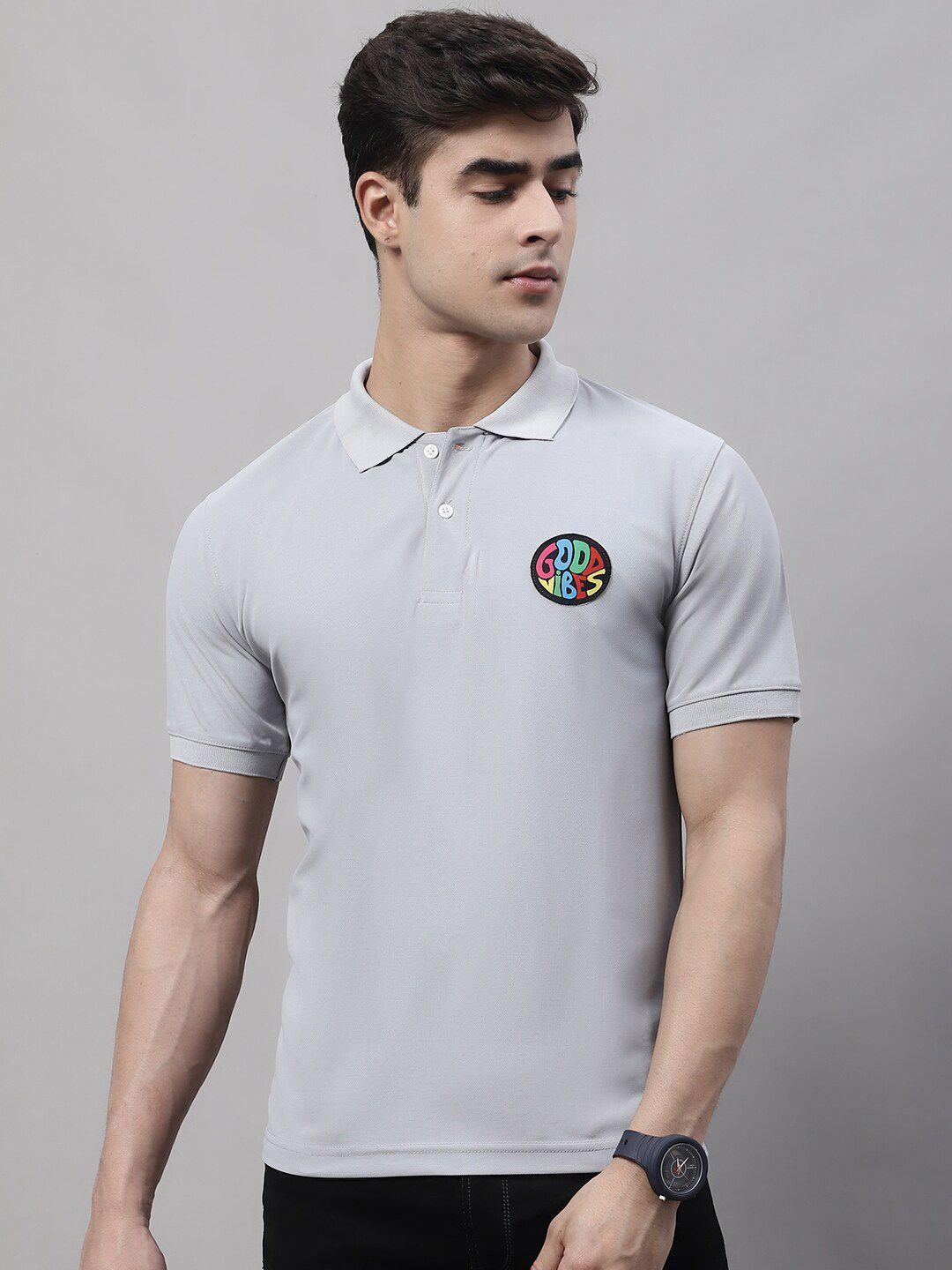 obaan polo collar applique slim fit t-shirt