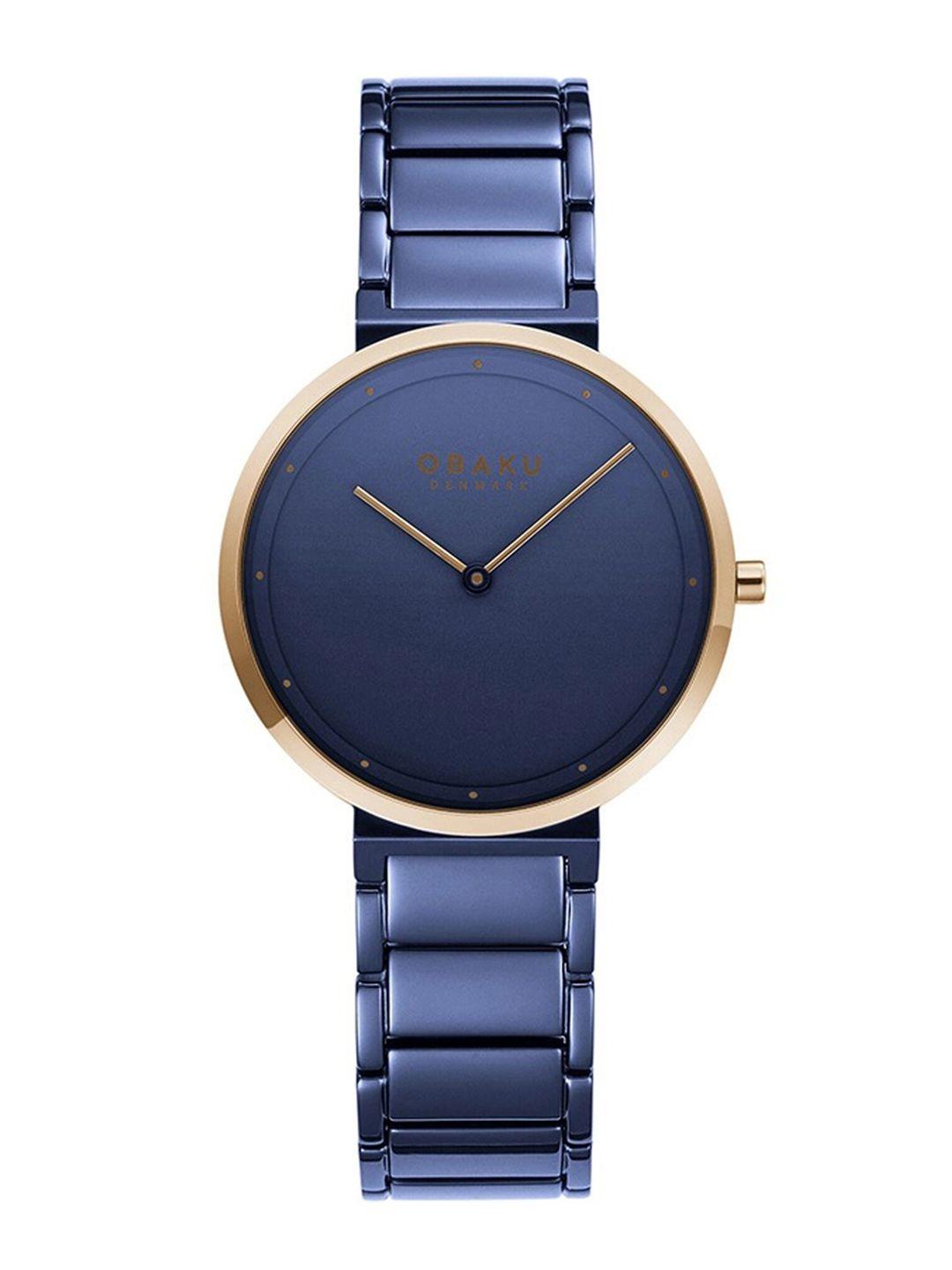 obaku women blue brass dial & blue stainless steel bracelet style straps digital watch v258lxslsl