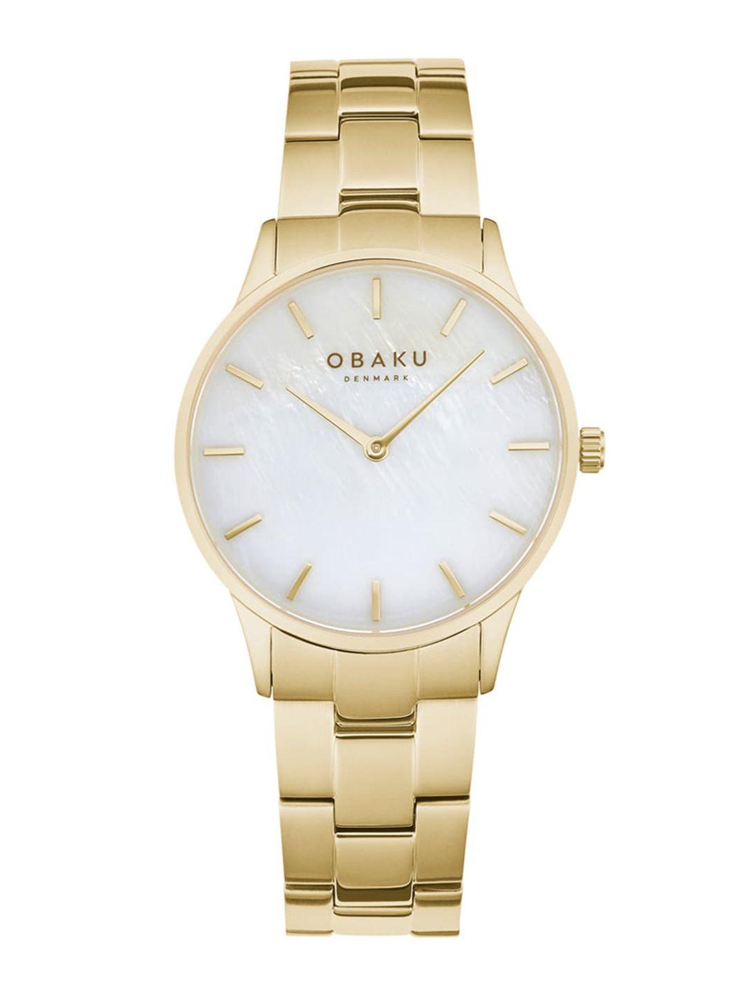 obaku women white brass dial stainless steel bracelet style analogue watch - v247lxgwsg