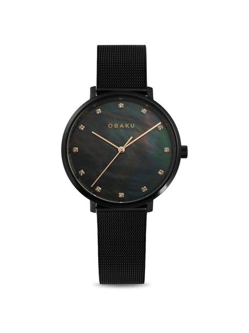 obaku v186lxbbmb vest-charcoal analog watch for women