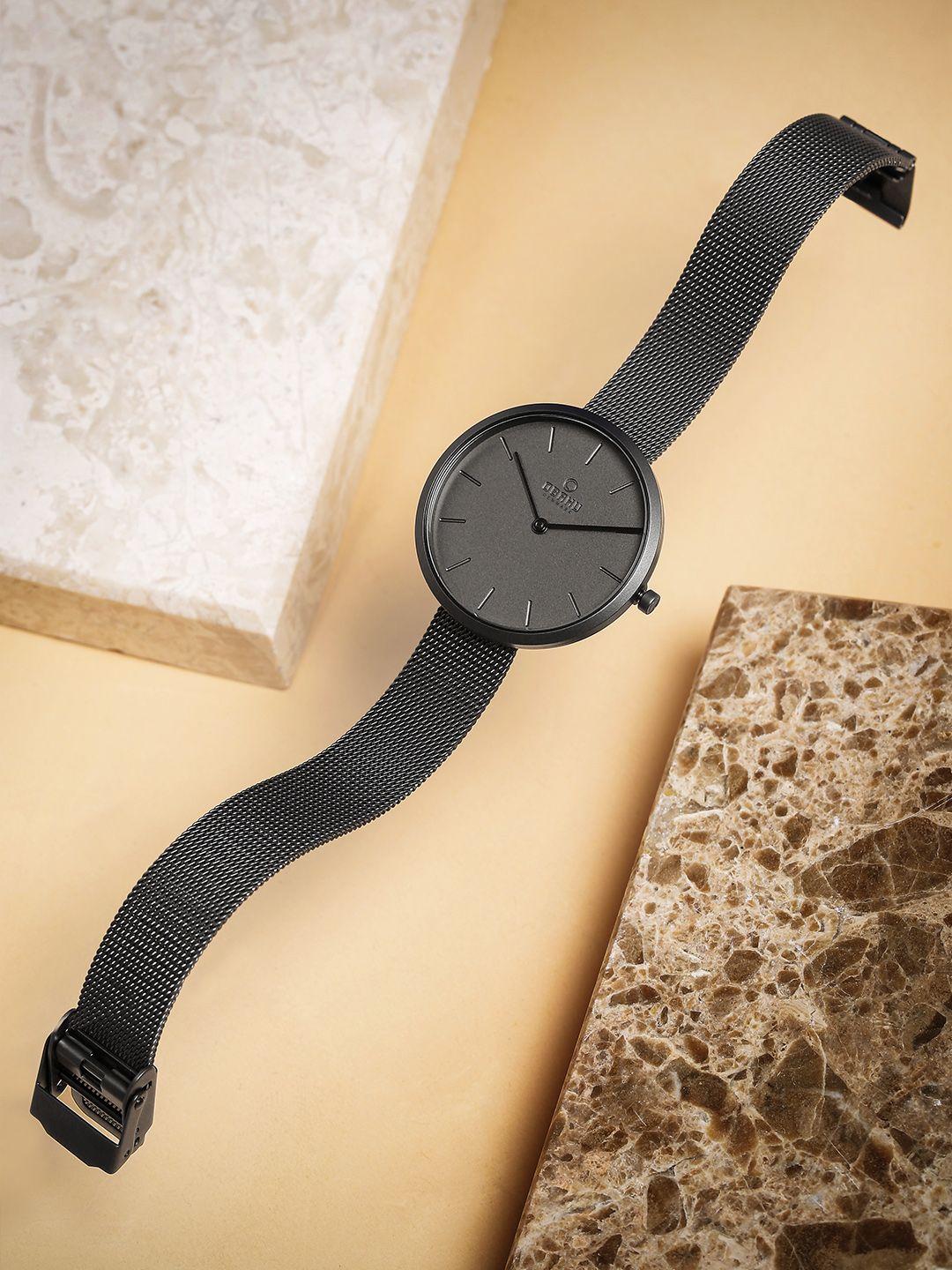obaku women gunmetal-toned analogue watch v219lxuumu