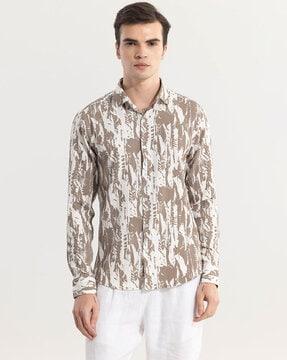 obstract slim fit seersucker shirt