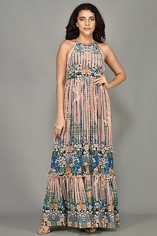 ocean ripple printed maxi dress