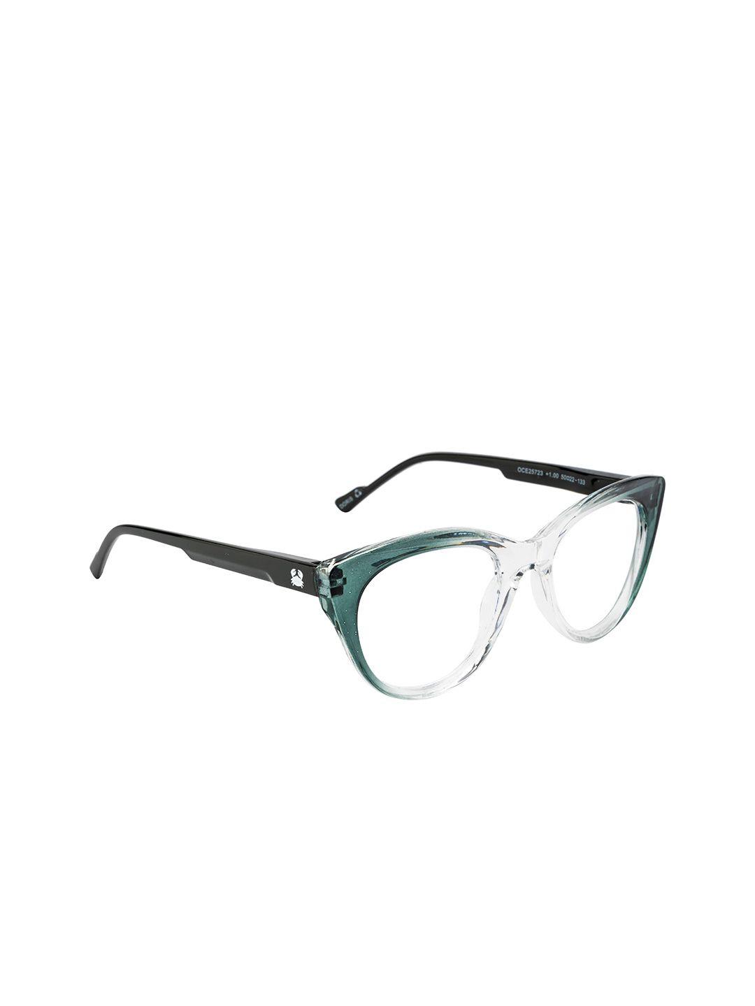 oceanides unisex clear lens & green cateye sunglasses