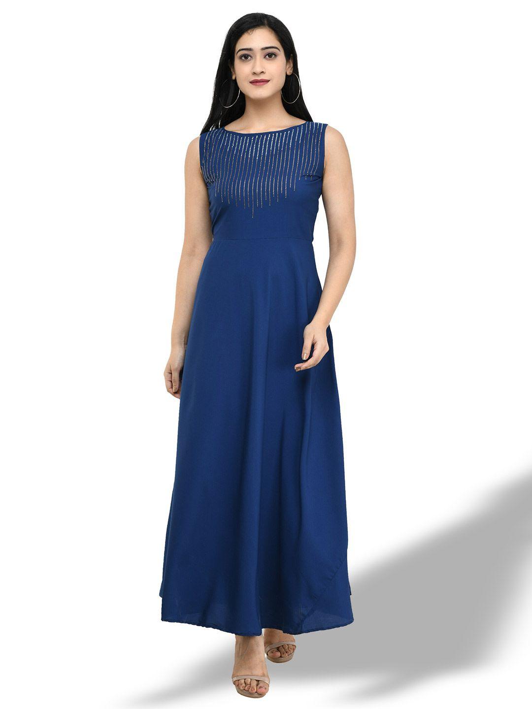 oceanista embellished boat neck maxi fit & flare dress