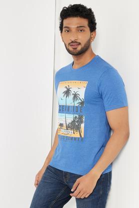 oceanside blue graphic print beach t-shirt for men - blue