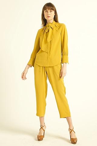 ochre crepe blouse