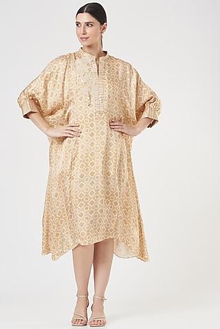 ochre embroidered a-line tunic