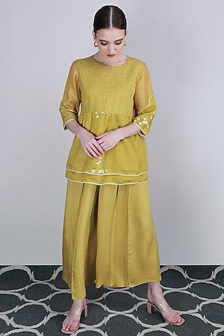 ochre embroidered top