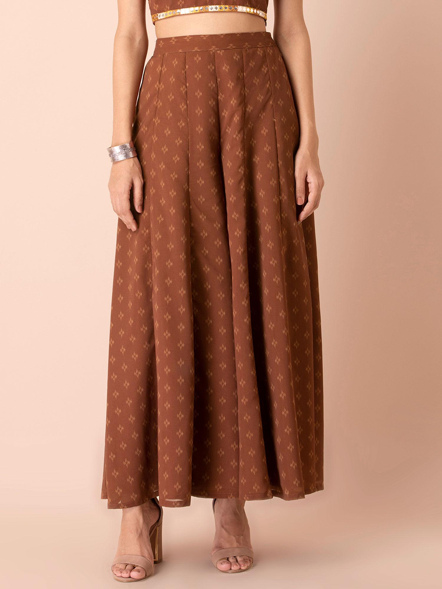 ochre ikat flared palazzo pants