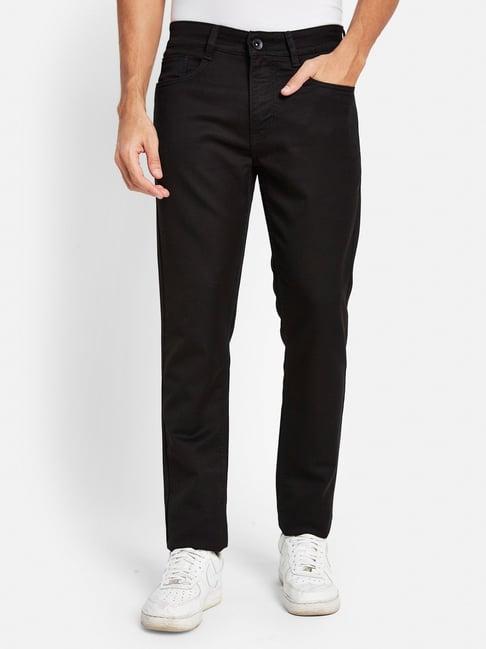 octave black cotton regular fit jeans