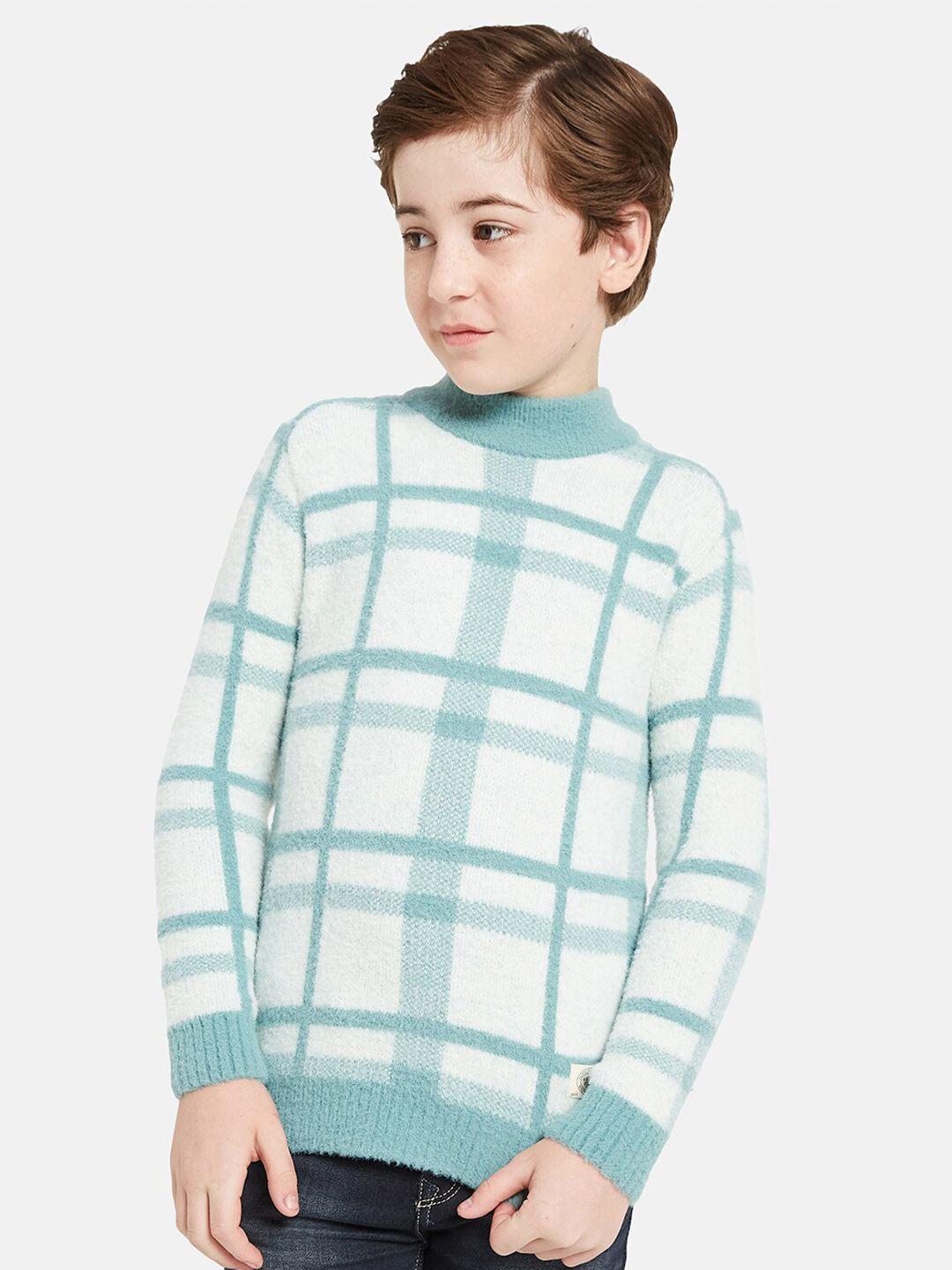 octave boys checked mock neck pullover
