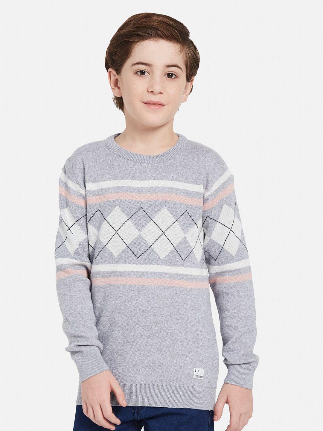 octave boys geometric printed cotton pullover sweater