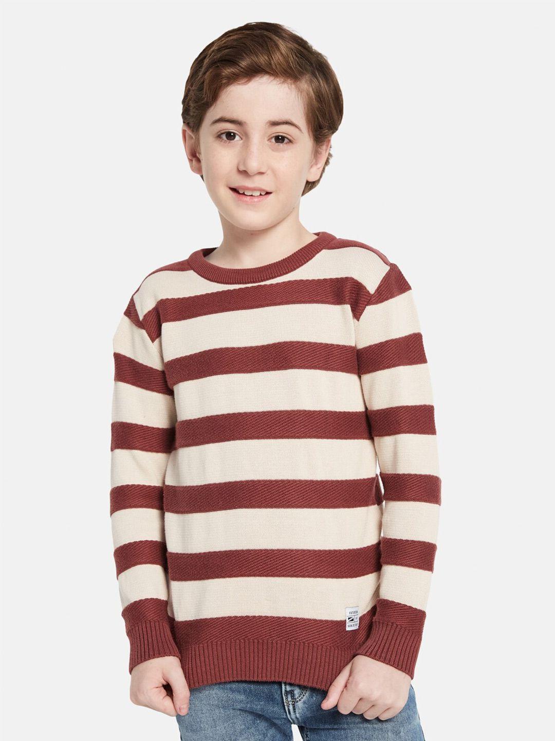 octave boys striped round neck cotton pullover sweater