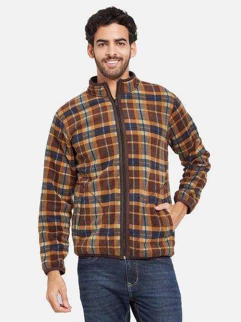 octave brown regular fit checks sweatshirt