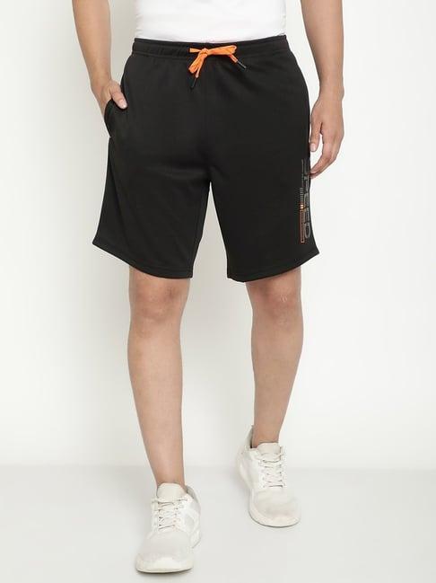 octave black cotton regular fit printed shorts