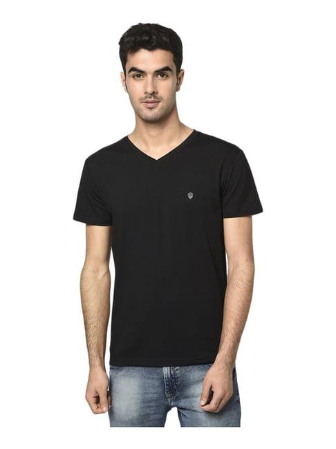 octave black cotton regular fit t-shirt