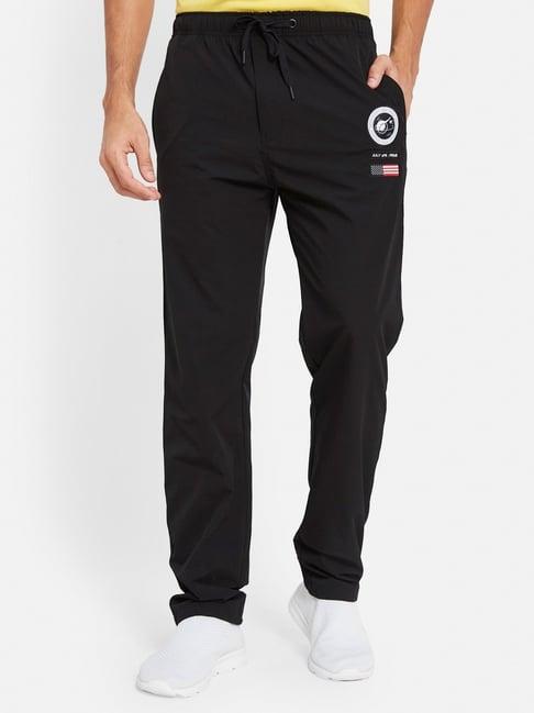 octave black cotton regular fit trackpants