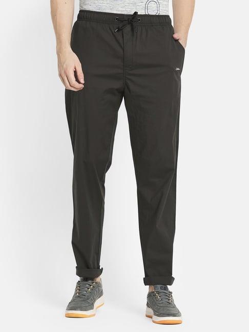 octave black cotton regular fit trackpants