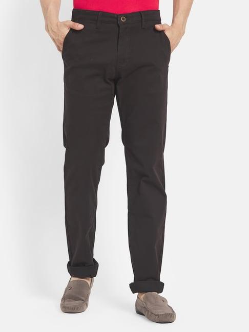 octave black regular fit flat front trousers